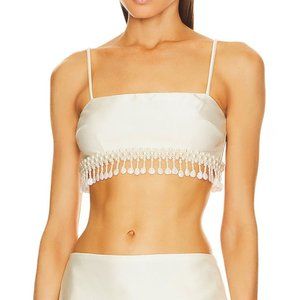 PatBO Hand-Beaded Cropped Top